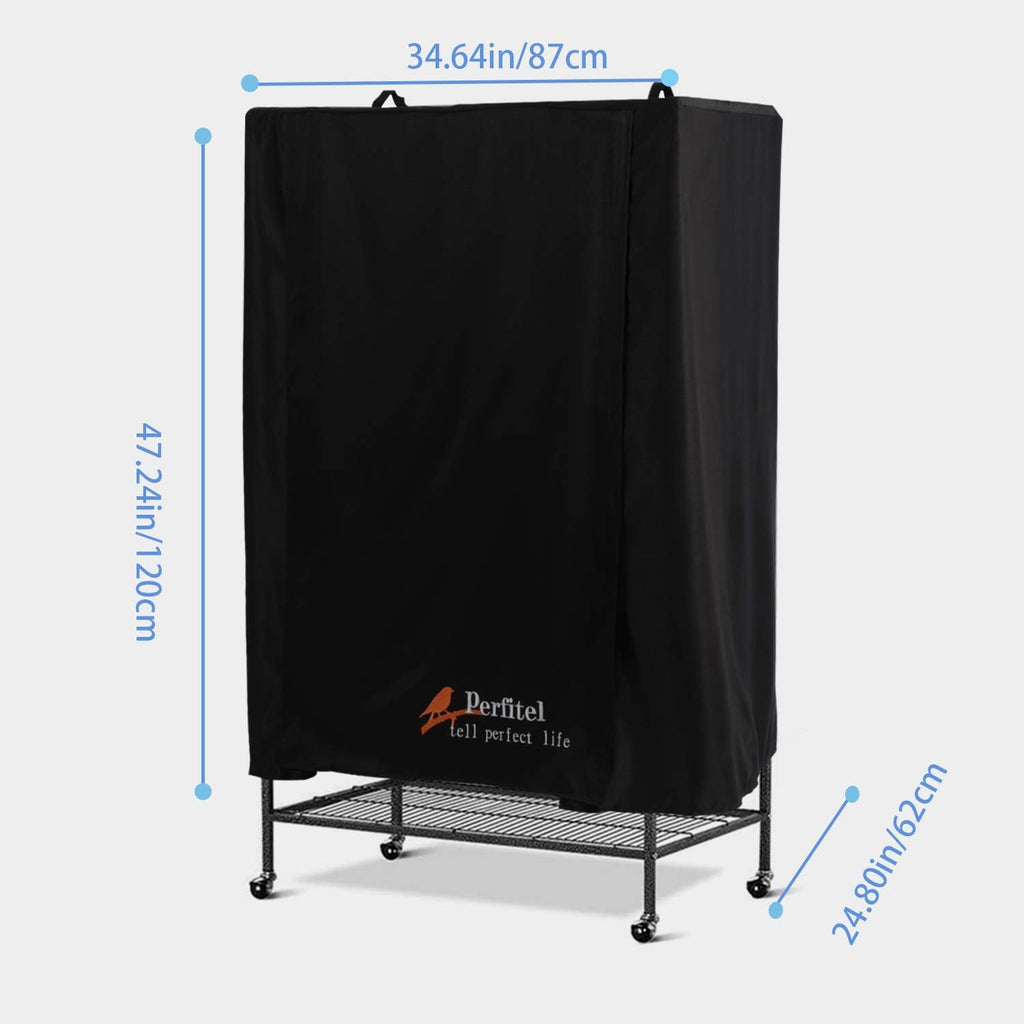 Perfitel bird cage cover showing roll-up front flap design
