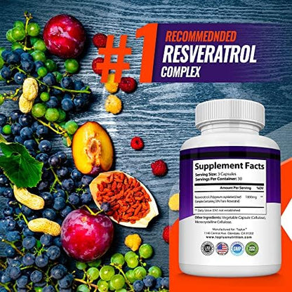 Toplux Resveratrol 1800mg dietary supplement bottle
