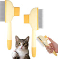 Xosjska 2 Pack Self-Cleaning Pet Comb front view yellow color