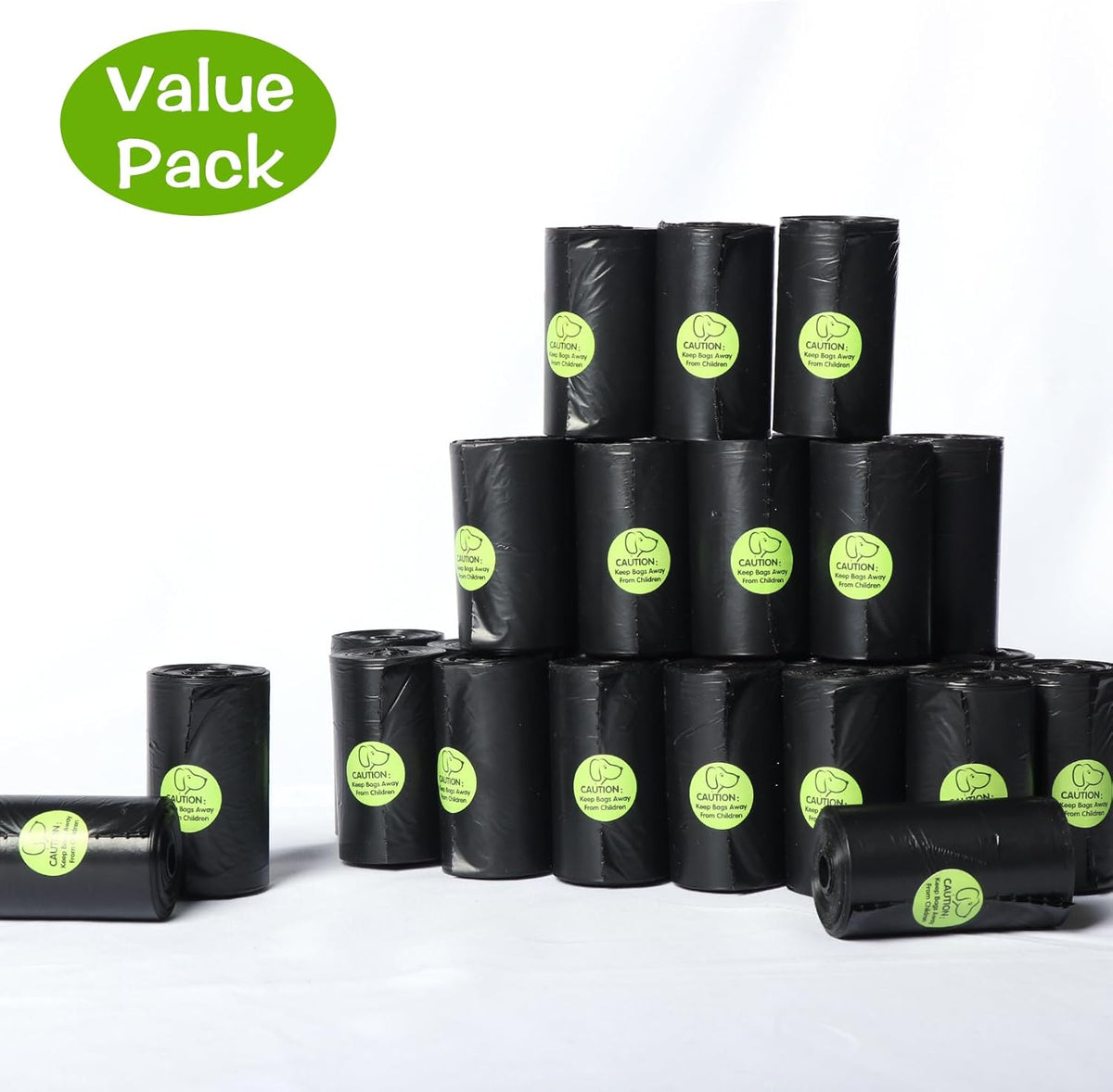 Odour-lock black plastic bags being detached smoothly from the jagged sticker roll.