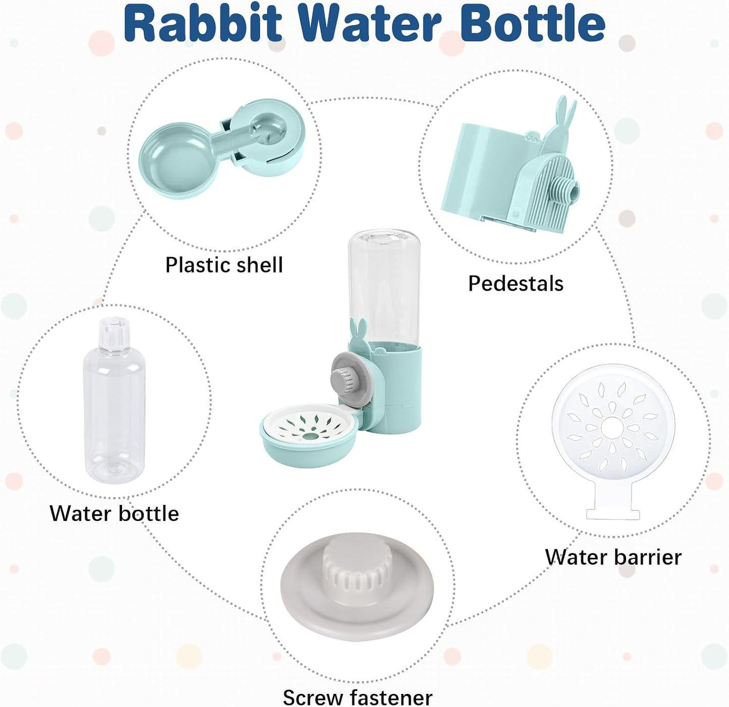 kathson Rabbit Water Dispenser for Cage 17 Oz Hanging Guinea Pig Water Bottle No Drip Gravity Automatic Bunny Water Bottle No Leak Small Animal Water Bottle for Chinchilla Ferret Hamster(Light Blue) - Image 5
