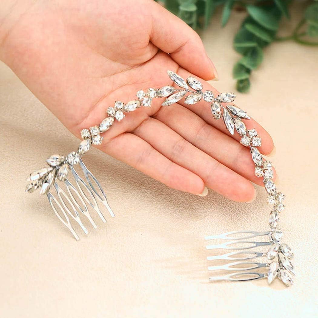 Unicra bridal crystal hair comb front view in silver