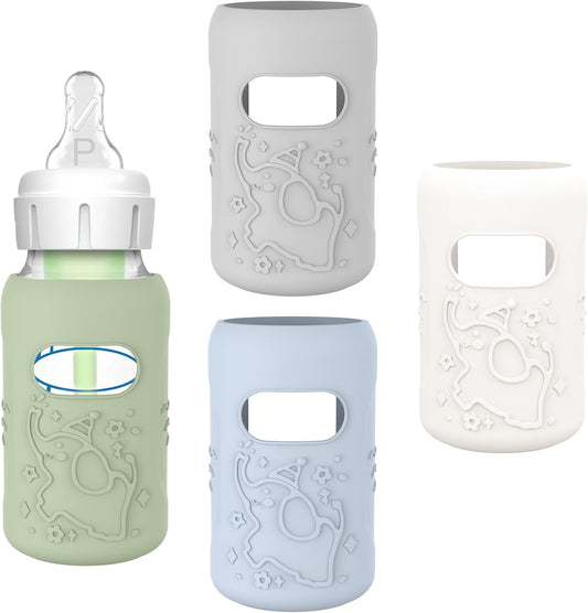 KingKam silicone sleeve for Dr. Brown's glass baby bottle front view