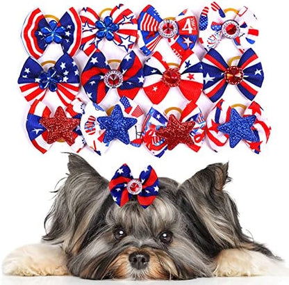 Handmade ribbon pet bows for holiday grooming