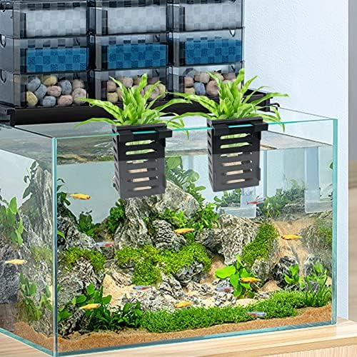 Multi-pack black hanging aquatic plant pots for customizable aquarium decoration.