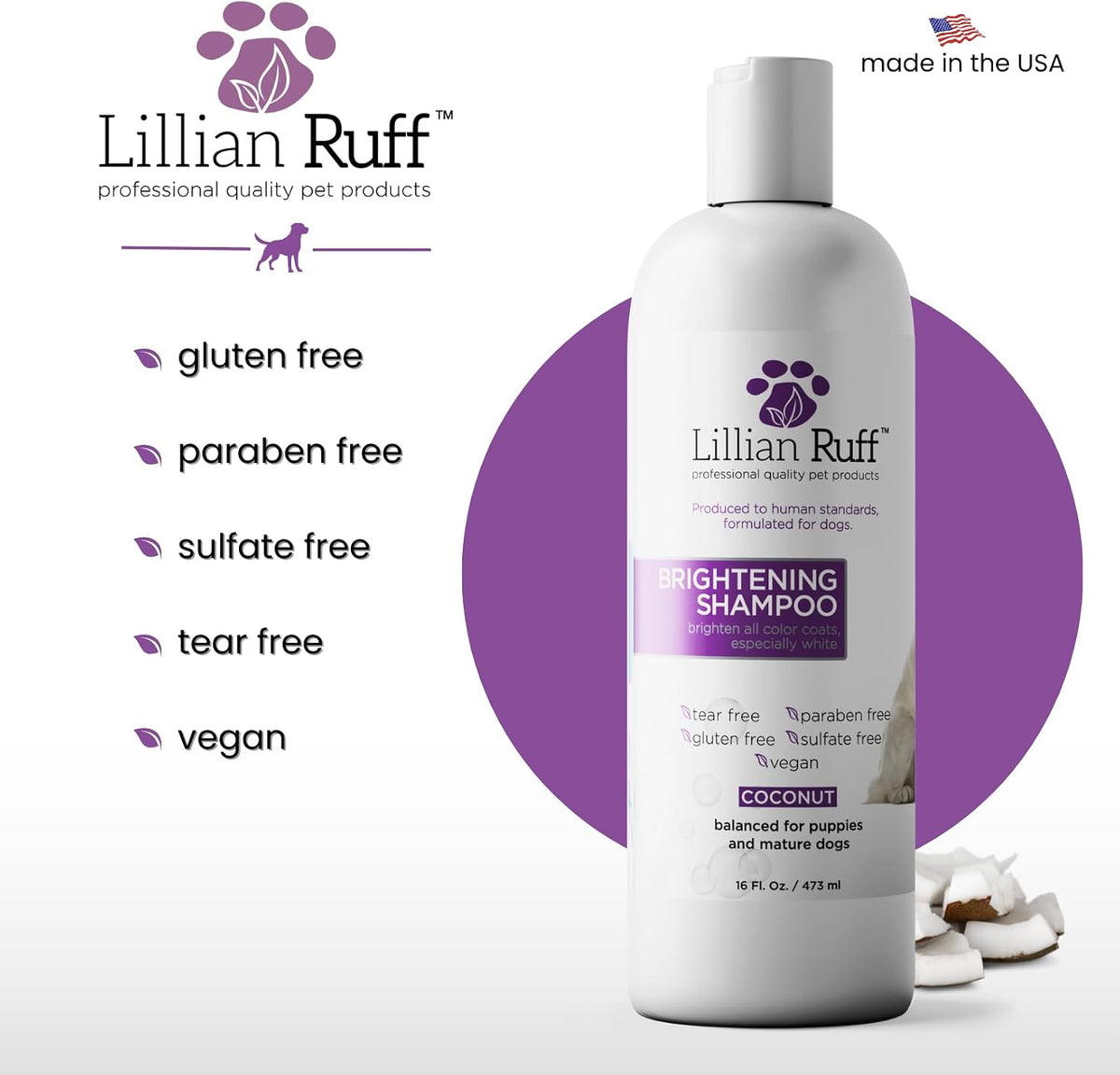 Lillian Ruff dog shampoo safe for sensitive skin and puppies