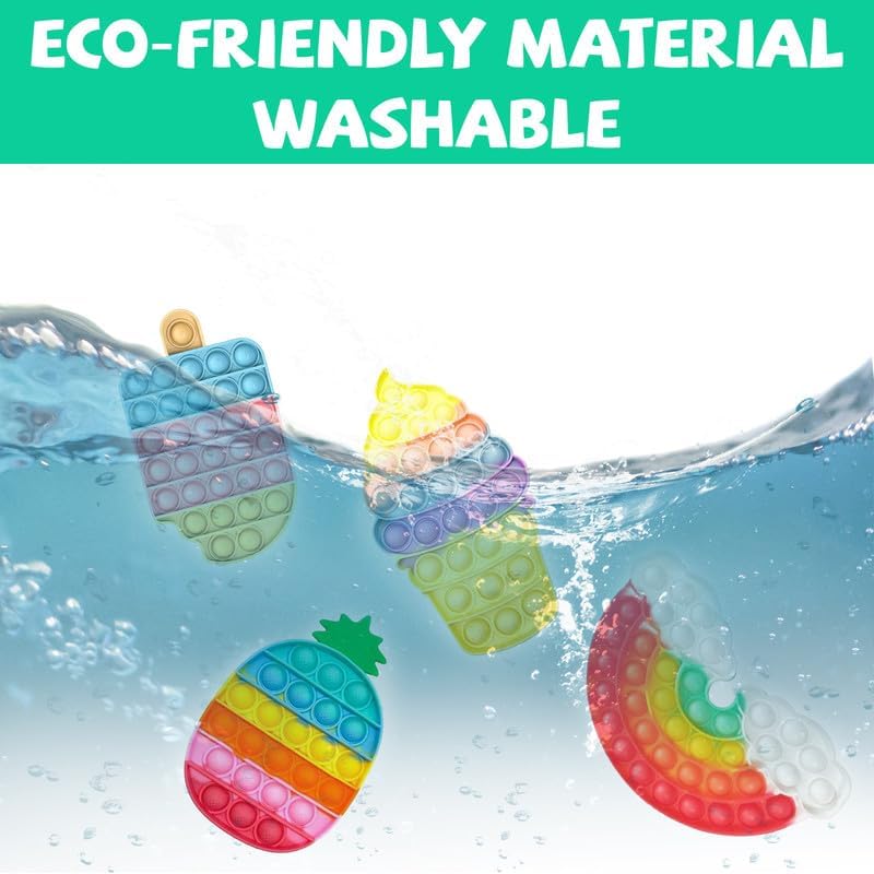 Rainbow cloud and popsicle sensory bubble toys for stress relief