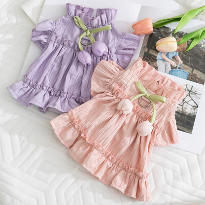 BIECWIAY comfortable pet frock elastic sleeves soft fabric view