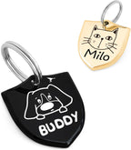 Deeply engraved rust resistant customized pet identity badge for outdoor safety.