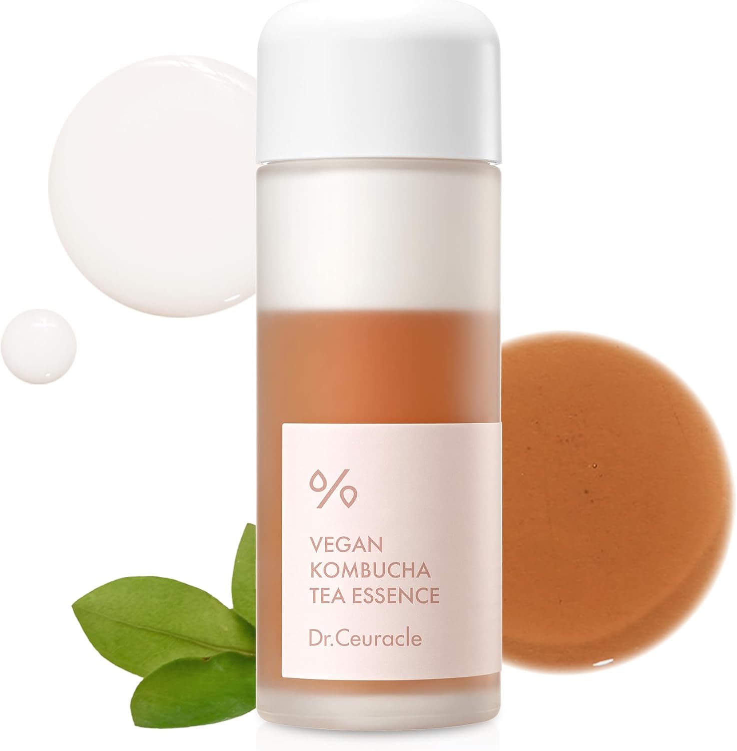 Dr Ceuracle Vegan Kombucha Tea Essence front view bottle showcasing the bi phase milky toner texture