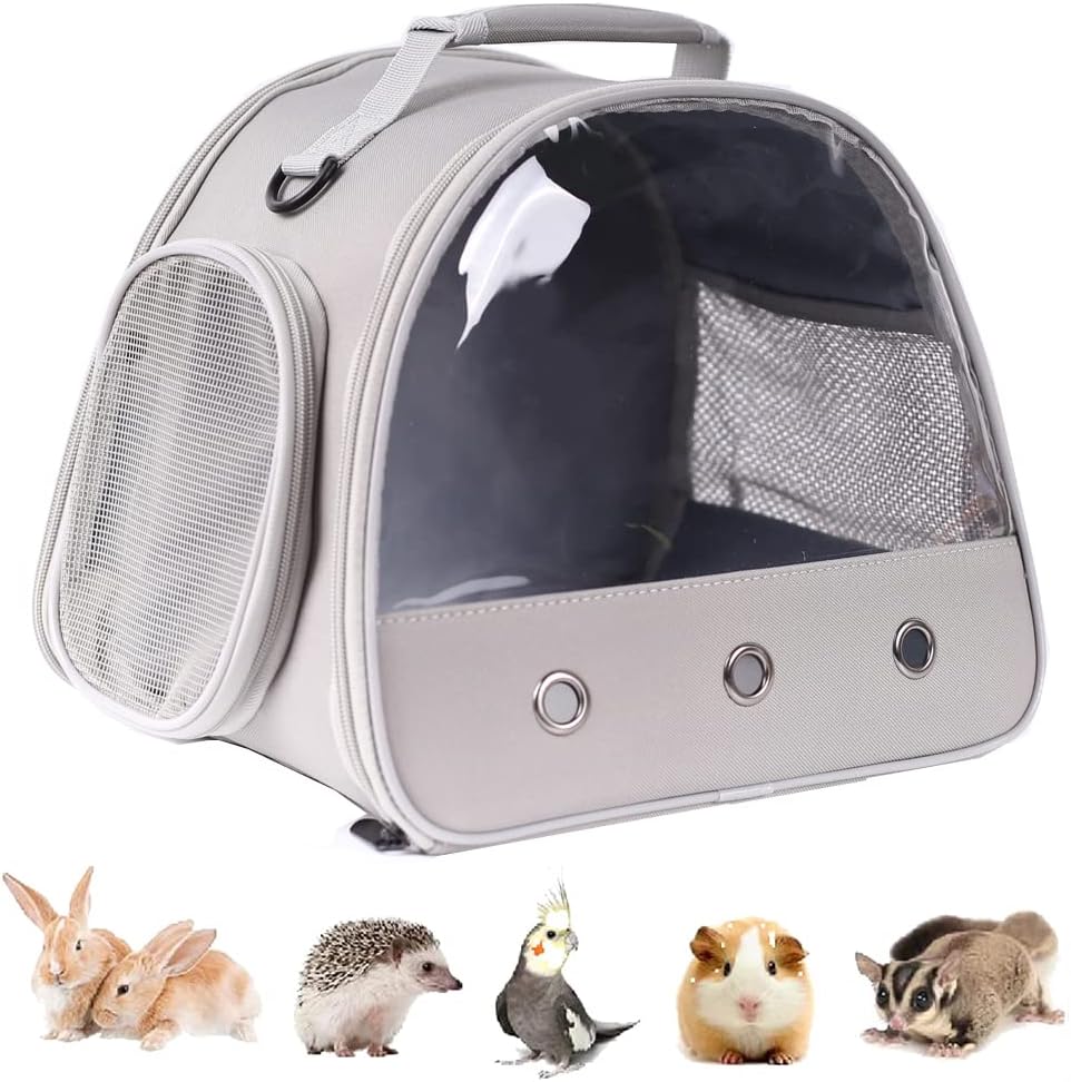 Guinea Pig Carrier Backpack, Clear Bubble Window Backpack for Guinea Pig, Bunny Rat Bird (Black, Carrier) - Image 8