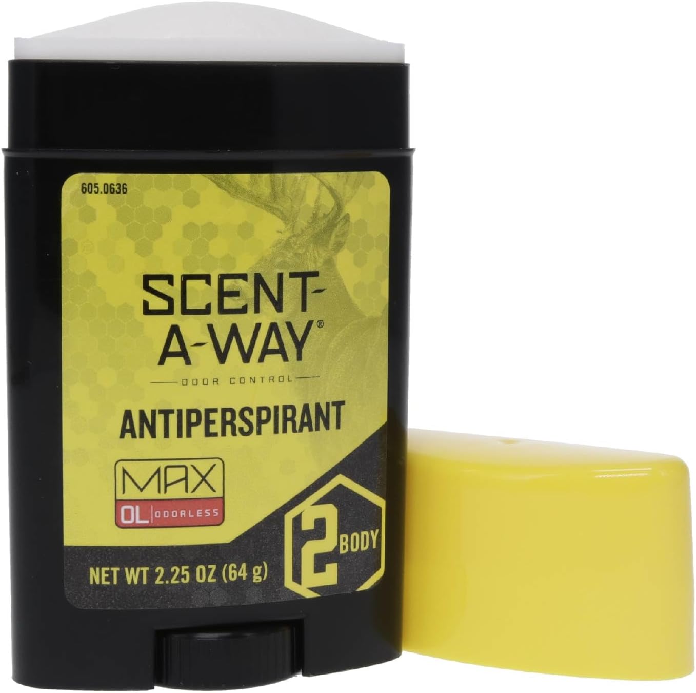 Hunters Specialties Scent-A-Way MAX Odorless Antiperspirant stick front view for outdoor scent control.