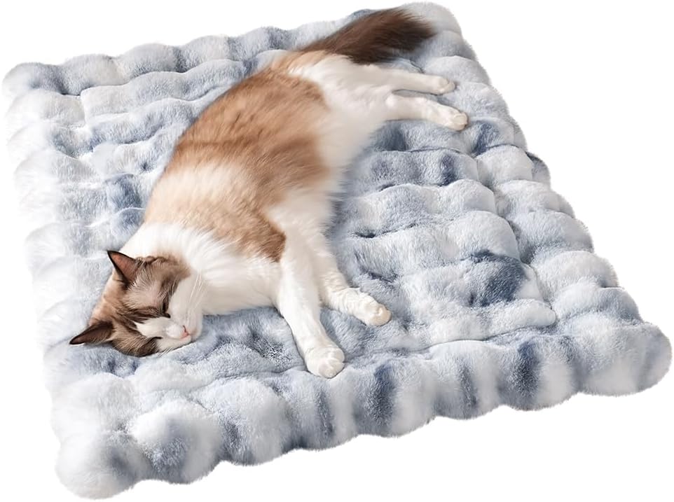 SOMAHE Cat Bed, Plush Faux Fur Kneading Flat Mat - Machine Washable Fluffy Pet Bed for Indoor Cats, Non-Slip Small Kitten Bed, Therapeutic Knead Cat Mat for Couch & Window Sill, 23"x15" Inch,Camel - Image 10