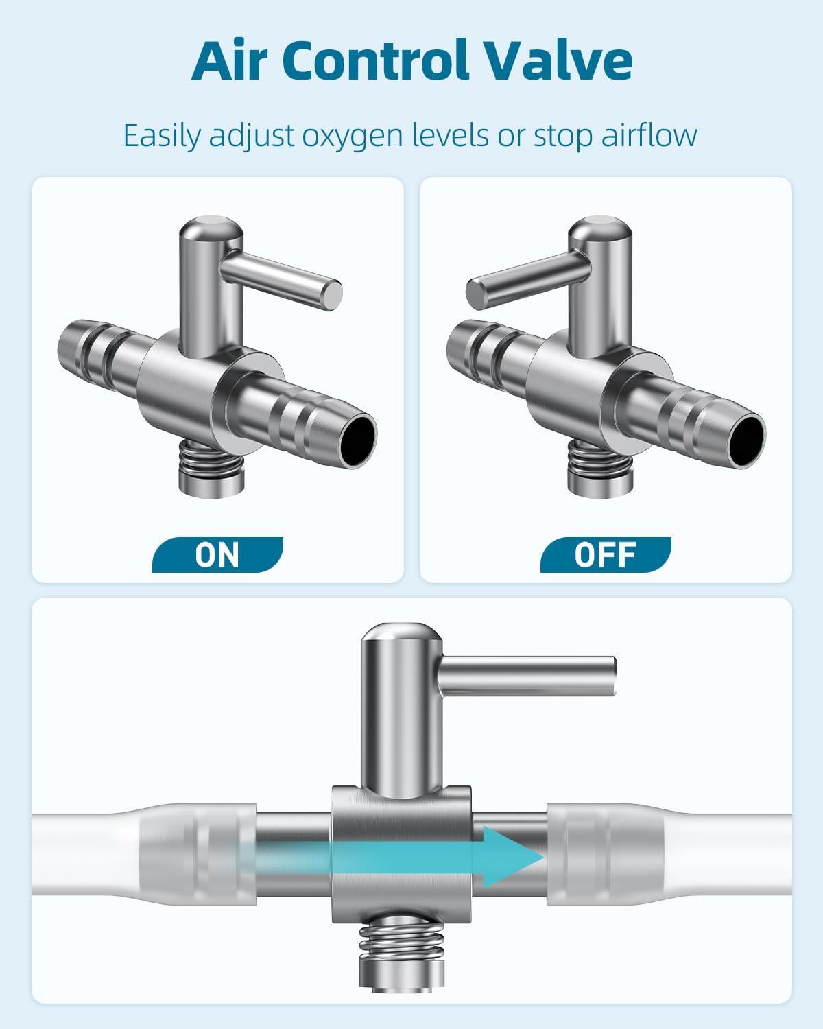 Pawfly fish tank aeration setup diagram showing complete component installation