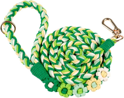 Handmade 5ft Braided Cotton Dog Leash with Unique Floral Handle, Durable and Stylish, Ideal for Small to Large Dogs,Rainbow Mix - Image 13