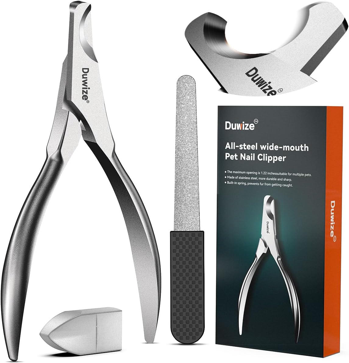Dog Nail Clippers - All Steel Material, 1.22-Inch Large Opening, Built-in Spring, No Fur Pinch, for Medium to Large Dogs and Cats, Professional Pet Nail Trimmers, With Free Nail File (Polished) - Image 10