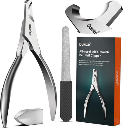 Dog Nail Clippers - All Steel Material, 1.22-Inch Large Opening, Built-in Spring, No Fur Pinch, for Medium to Large Dogs and Cats, Professional Pet Nail Trimmers, With Free Nail File (Polished) - Image 10