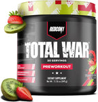 Redcon1 Total War Strawberry Kiwi Pre Workout tub front view for muscle pump.