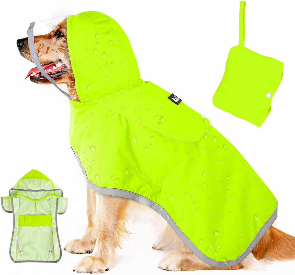 Lukovee Dog Raincoat, Adjustable Dog Rain Jacket with Clear Hooded Double Layer for Large Medium Small Dogs Puppies, Waterproof Rain Coat Poncho with Reflective Storage Pocket & Rim (Yellow, L) - Image 9