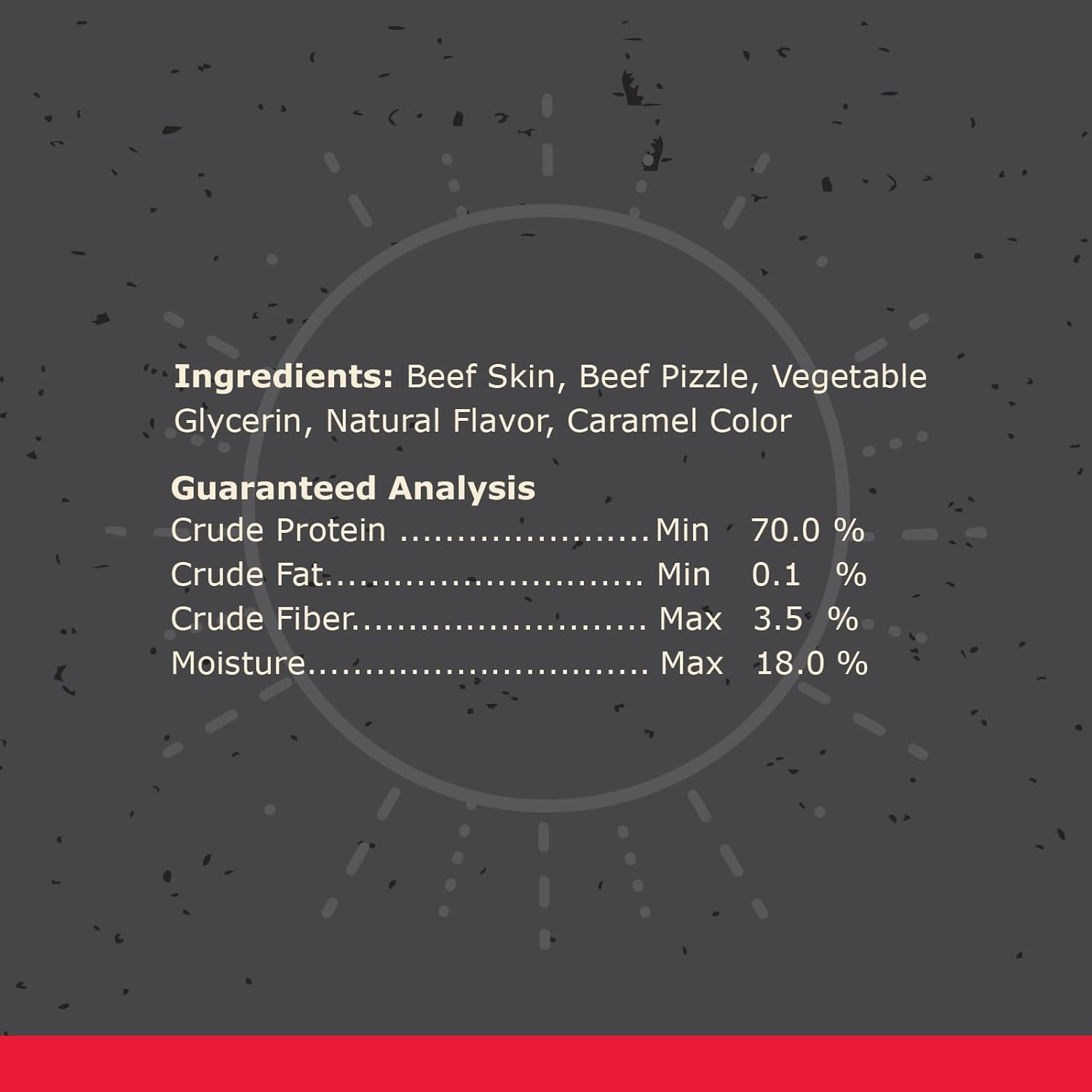 Canine Naturals grass fed free range beef healthy chews back label details.