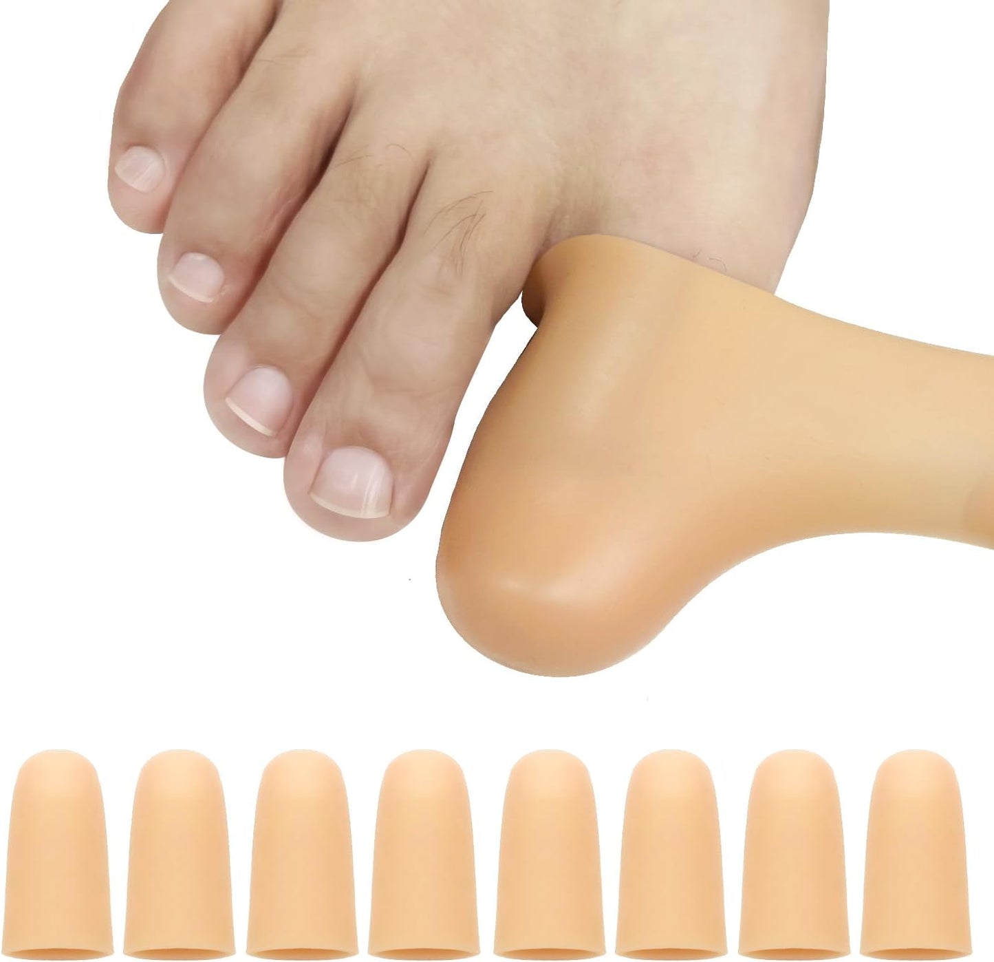 NZRAQK silicone big toe protectors front view showing beige gel caps