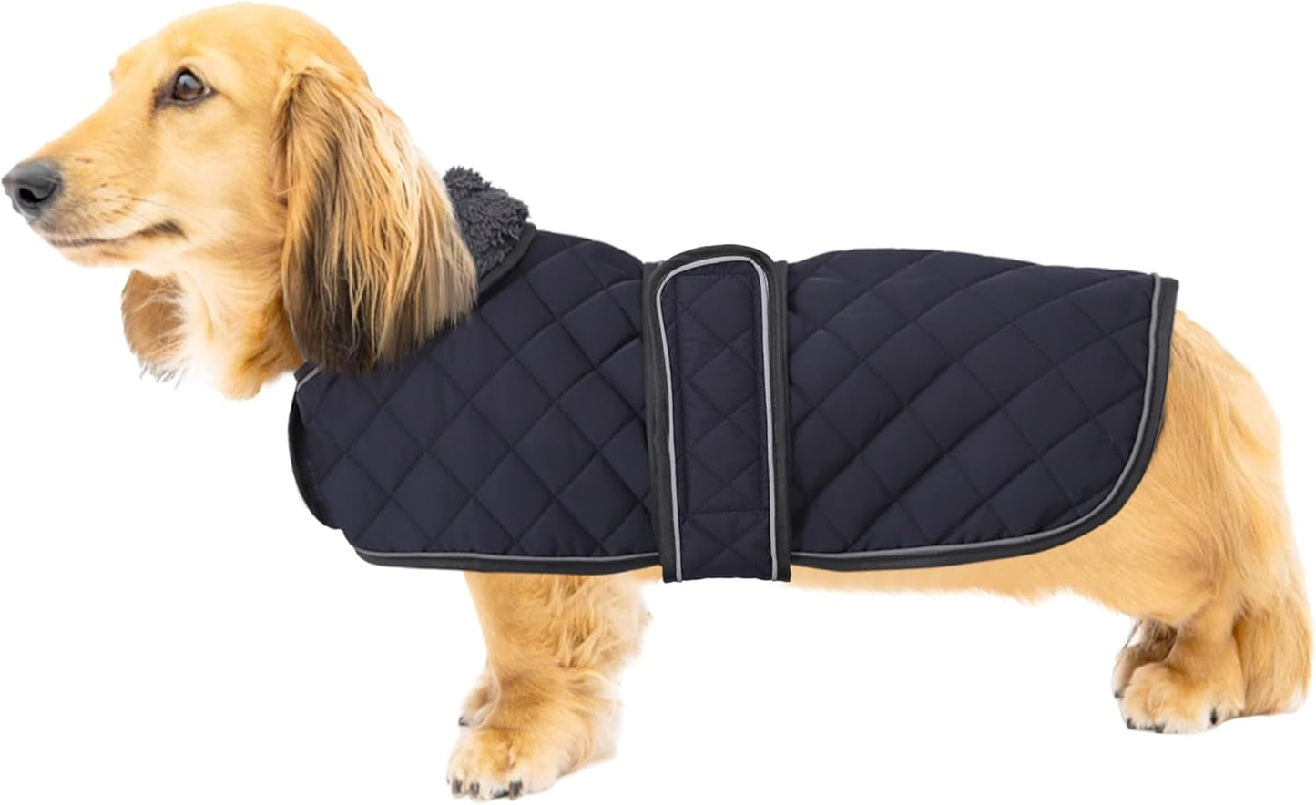 Warm Thermal Quilted Dachshund Coat, Dog Winter Coat with Warm Fleece Lining, Outdoor Dog Apparel with Adjustable Bands for Medium, Large Dog-Pink-M - Image 12