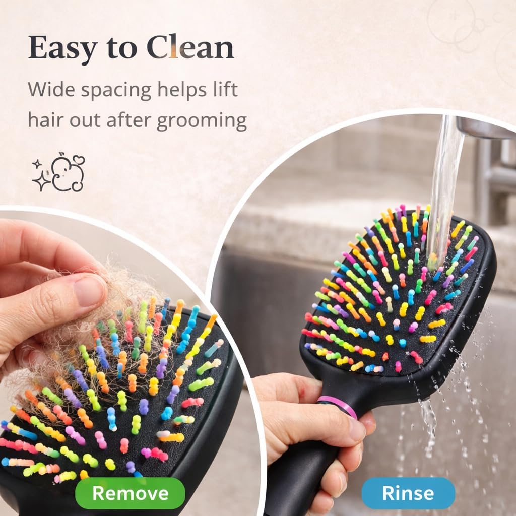 Adkoat gentle mane and tail comb being used to detangle thick horse hair safely.