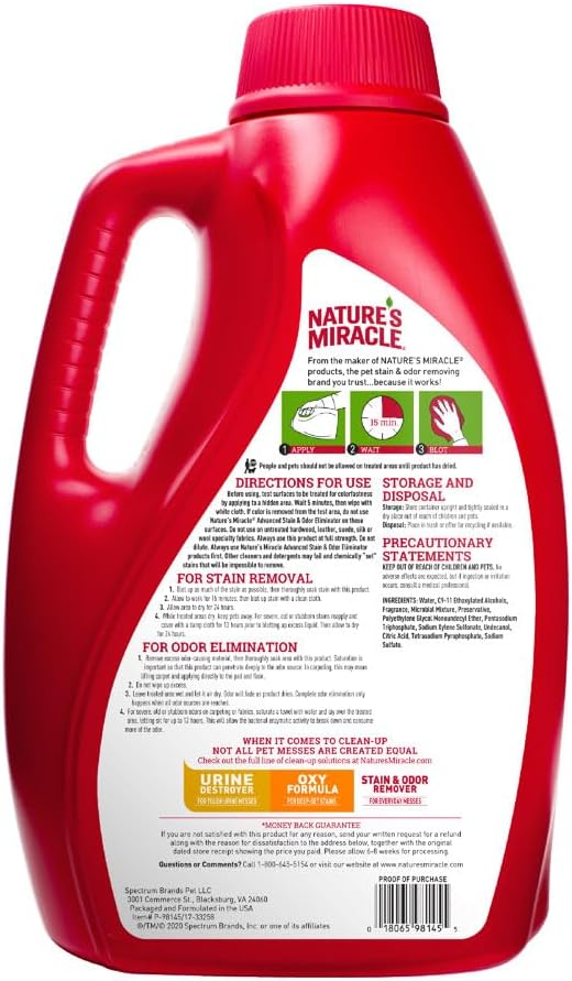 Nature's Miracle Advanced Stain & Odor Eliminator, Severe Mess Enzymatic Formula For Tough Pet Messes, Sunny Lemon Scent, 1 Gallon - Image 2