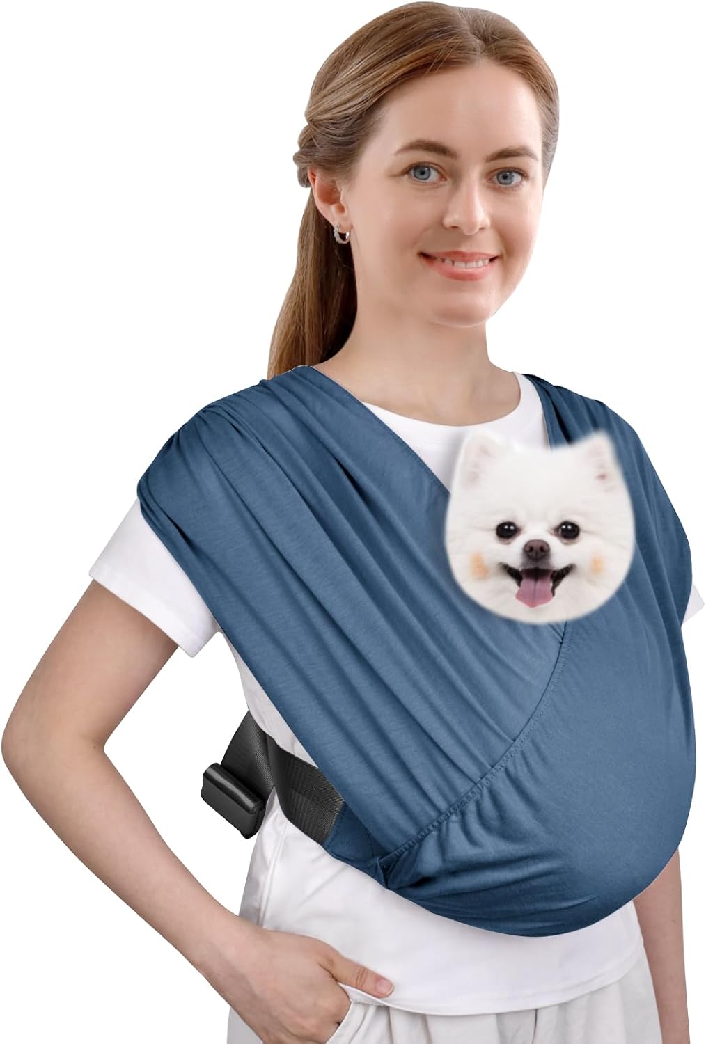 CUBY Swaddle Dog Sling Carrier for Small Dogs, Front Pet Sling Carrier Chest,Hands Free Adjustable Cat Sling Carrier Soft Cotton Reducing Pain Puppy Sling Carrier for Small Pet Up to 10lb (Dark Gray) - Image 9