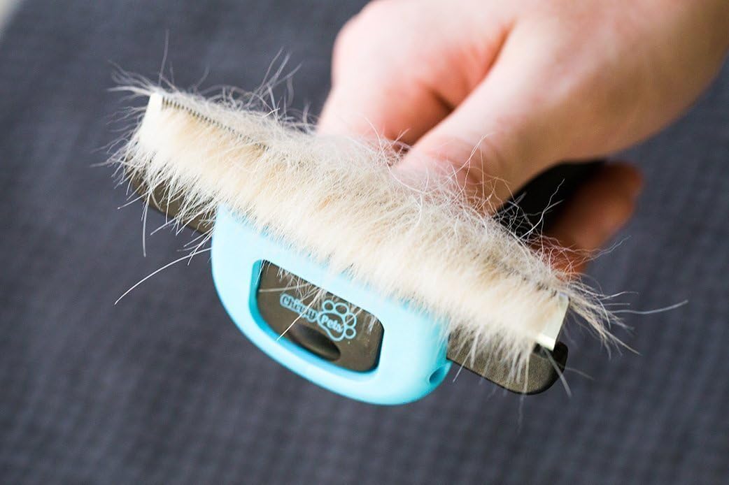 Chirpy Pets grooming brush side angle view