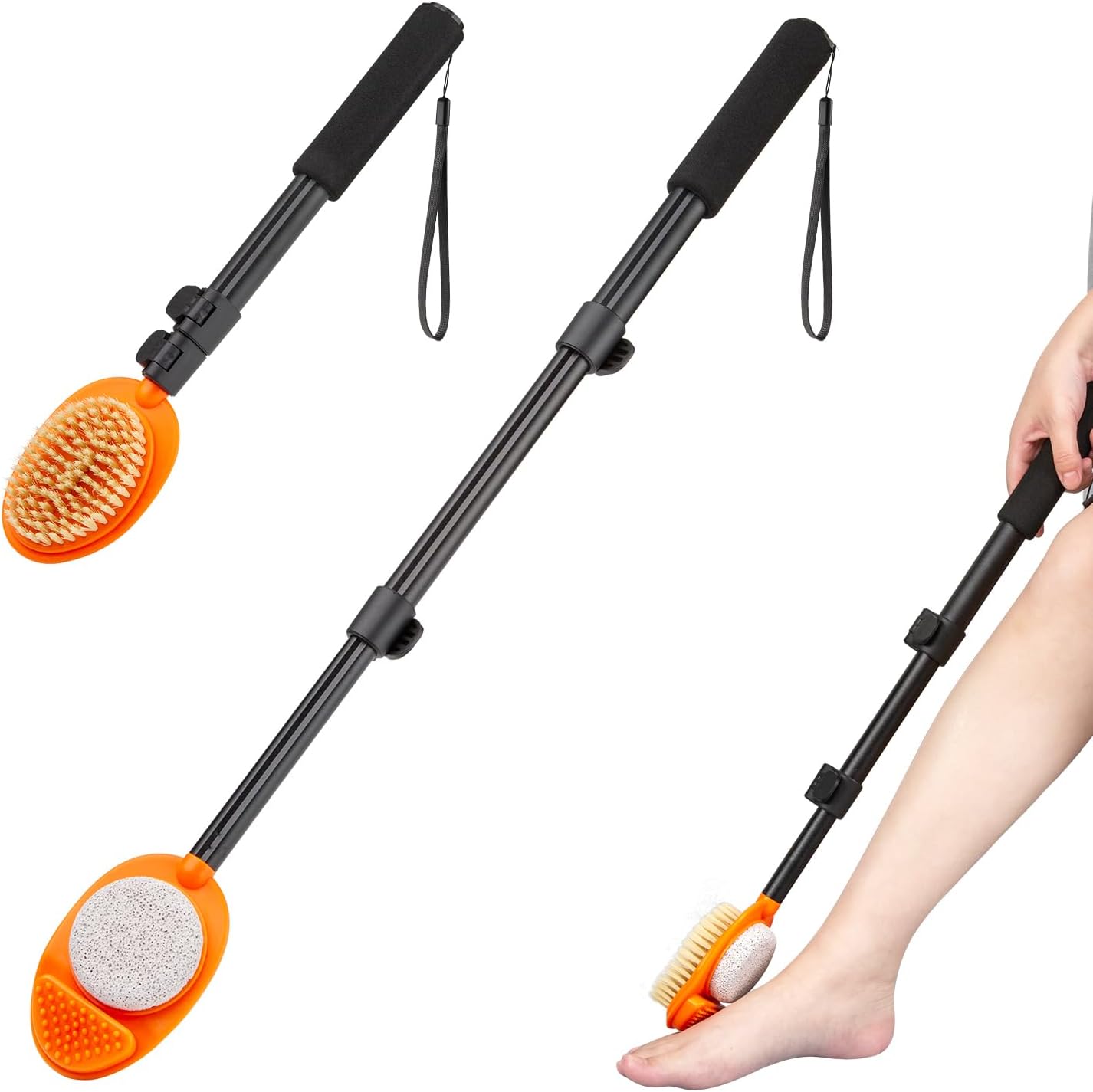 Lyigeol 3-in-1 foot scrubber with pumice stone and adjustable handle