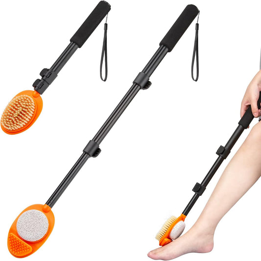 Lyigeol 3-in-1 foot scrubber with pumice stone and adjustable handle