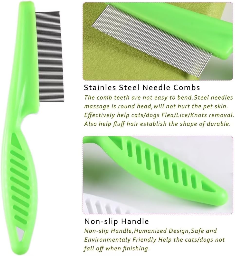 Ergonomic handles of Hekoujiub pet flea comb set