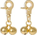 Xthrotsenk Gold Bells for Dog Collars front view showcasing the secure swivel snap clips.