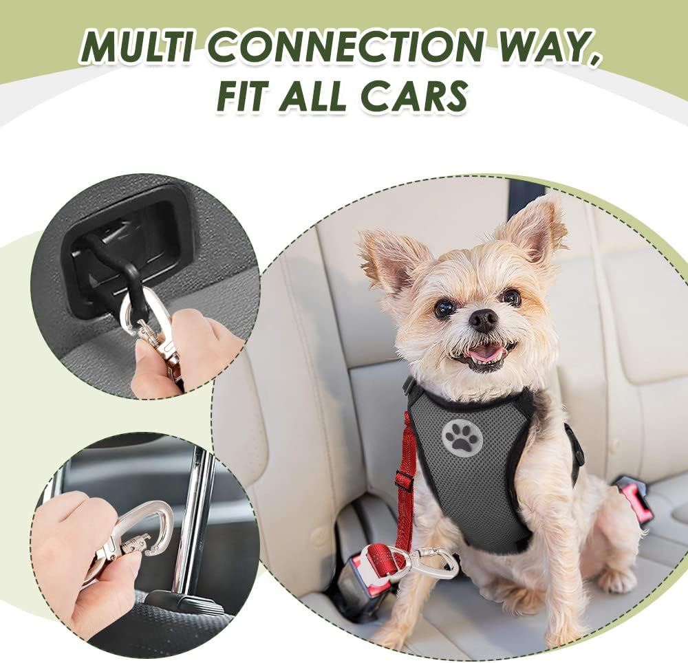 SlowTon Dog Seatbelt, 2 Pack Dog Seat Belt Car Leash Adjustable Elastic Bungee Buffer Heavy Duty Nylon Reflective Pet Safety Tether Connect to Dog Harness for Travel Riding in Vehicle (Daul Clip, B) - Image 11