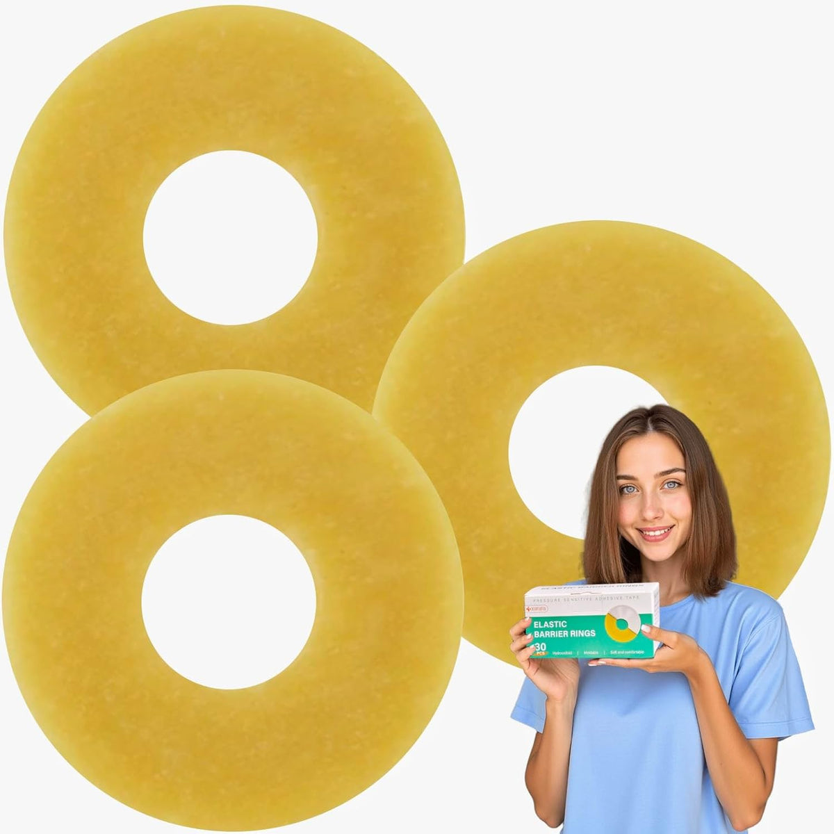 XIIFIIFII moldable ostomy barrier rings front view pack of thirty hydrocolloid seals for stoma care