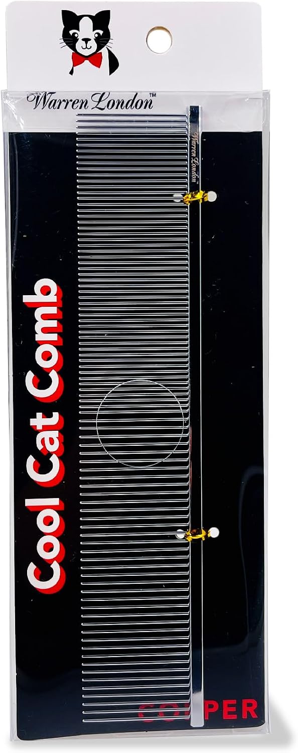 Warren London Carding Cat Comb | 7.5 inches made with Copper | Rounded Tips Prevent Irritation | Dual Tooth Design for Short & Long Hair removes Mats and Tangles - Image 10