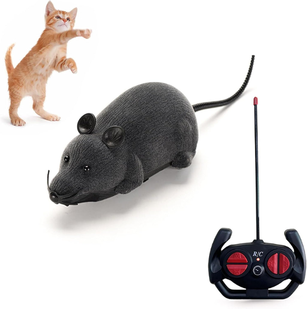 Pixibond remote control mouse cat toy front view realistic grey electronic pet chasing gadget