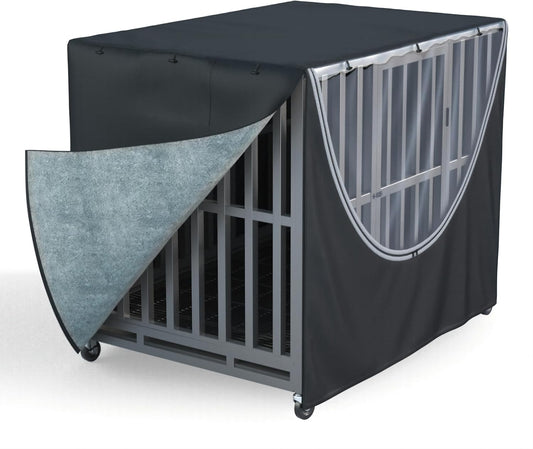 MDHAO heavy duty dog crate cover 48 inch front view for large pet kennel protection