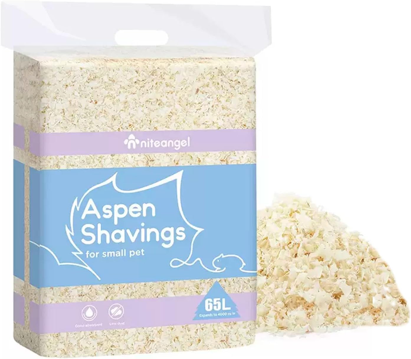Niteangel Aspen Shaving Hamster Beddings for Syrian Dwarf Hamster Gerbil Mice Degu Rat Rabbit Bunny Guinea Pig Chinchilla Hedgehog or Other Small Pets (65L - Mini) - Image 9
