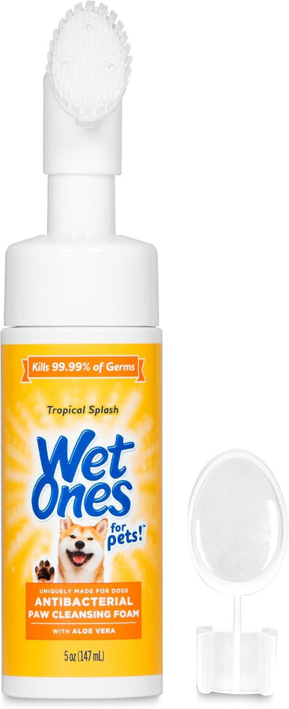 Wet Ones foaming paw wash 5 ounce bottle with integrated scrubber