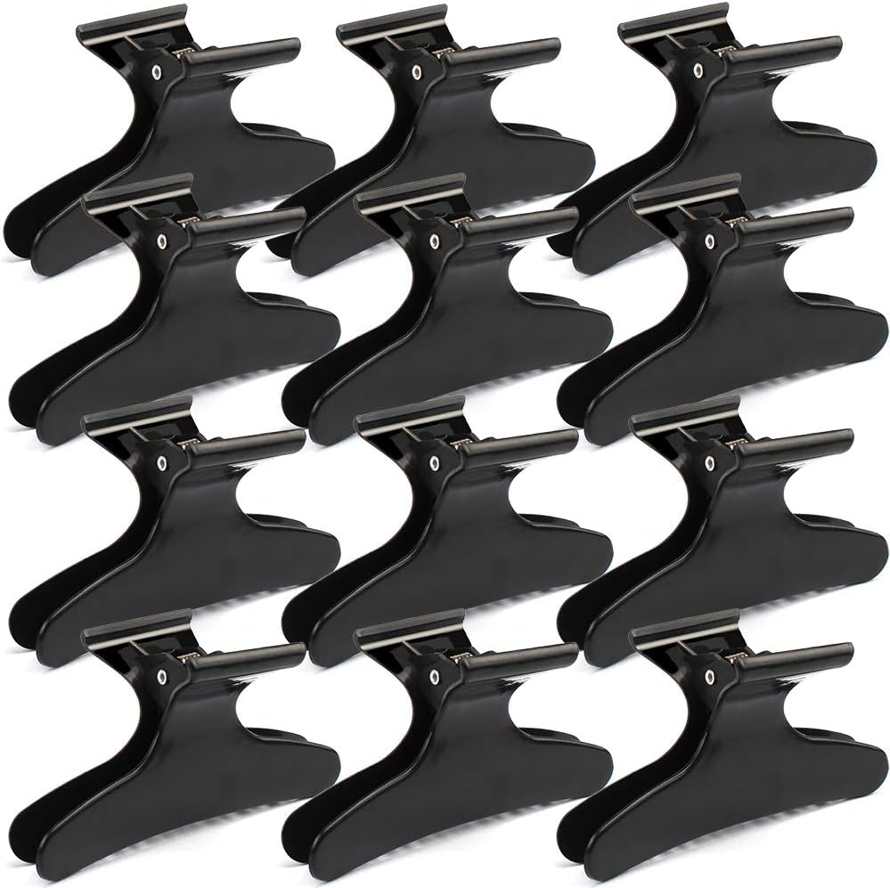 Ondder black butterfly hair clips front view for pro salon sectioning