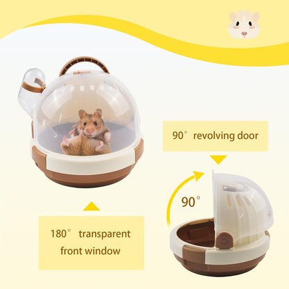 Hamster Carrier Cage PortableCages Small Animals Carry Travel Case with Water Bottle Plastic BreathableGuinea Pig Outgoing Cage for Dwarf Hamster Ferret Chinchillas Hedgehog (Brown) - Image 5