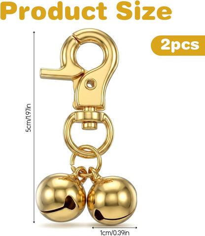 Two pack of Kittail dog collar bells showing metallic texture