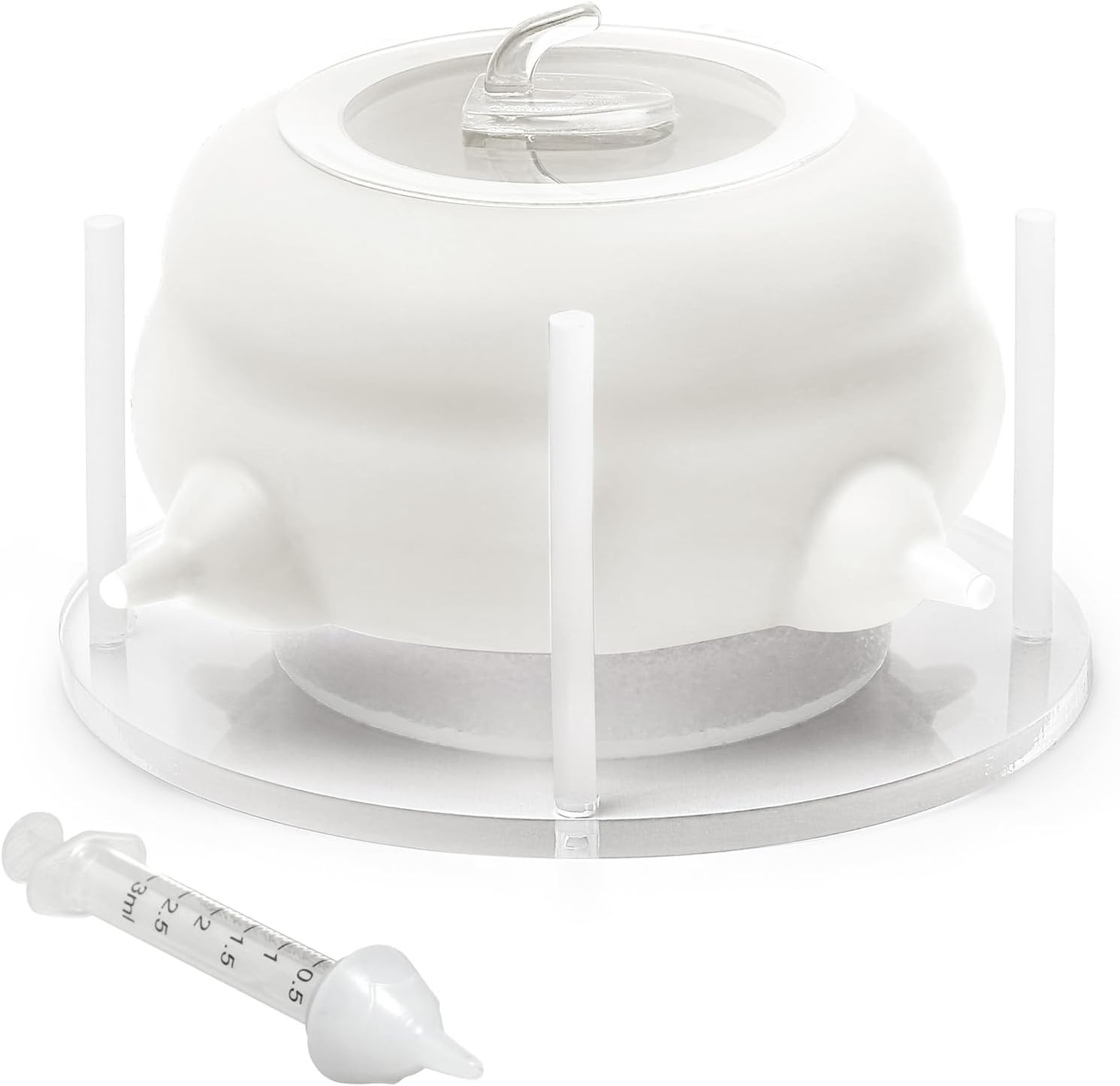 200ml Silicone Multi-Pet Milk Feeder with 4 Nipples(Pink) | Feeds 4 pets at once! Silicone, Stable base, Smooth milk flow. Leak-proof needles seal unused nipples. Includes syringe. - Image 9