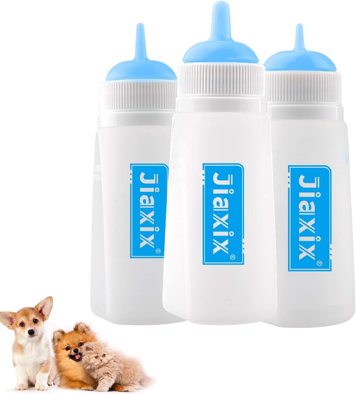 3 Pack Kitten Silicone Bottle Feeding Kit,Nipple & Feeding Kit for Kittens, Reusable Newborn Kitten Supplies, Suitable for Feeding Kitten, Puppy, Rabbit,Hamster (Blue, Large) - Image 9