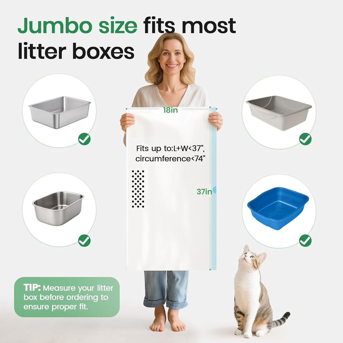 Weekly hygiene cat litter maintenance system showing the pre-filtered and solid utility bags.