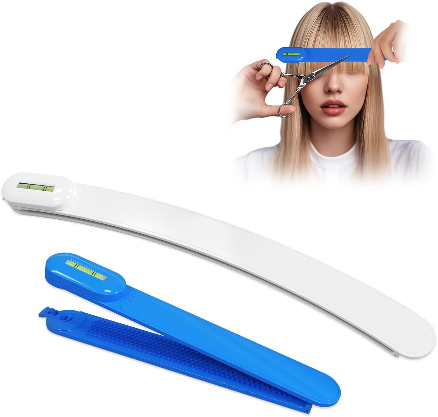 TagRecove professional hair styling tools DIY kit front view showing blue and white leveling clips.