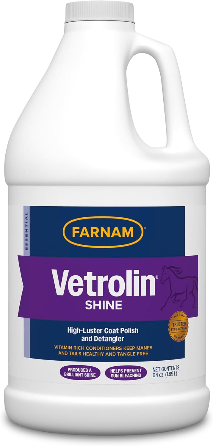 Farnam Vetrolin Shine 64 Ounce front view bottle for premium animal grooming