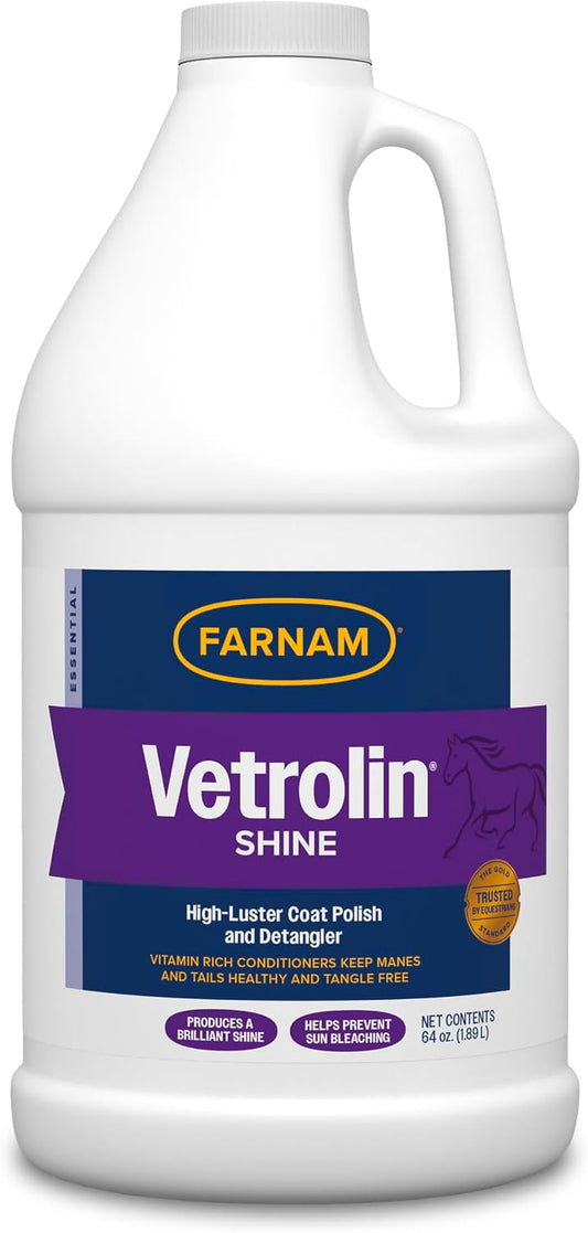 Farnam Vetrolin Shine 64 Ounce front view bottle for premium animal grooming